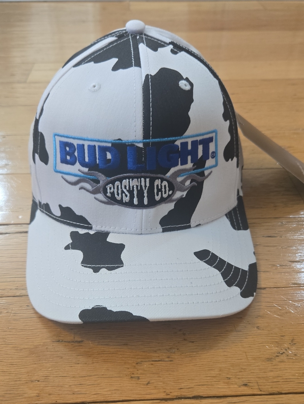 Post Malone x Bud Light Cow Print White Posty Co. Snapback Hat Cap Stagecoach